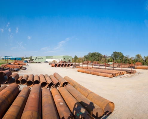 Large overview of pipe storage yard