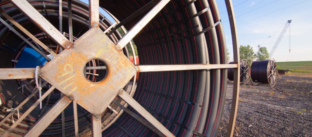 Large spool of telecom wiring