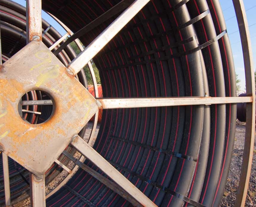 Large spool of telecom wiring